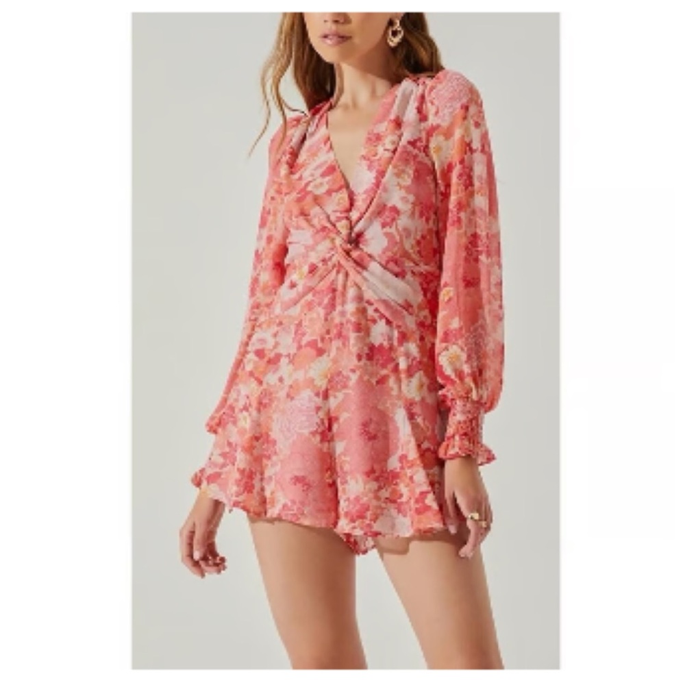 ASTR The Label Coral Red Floral Dress
